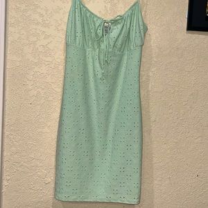 green Eyelet Keyhole Cutout Bodycon Dress